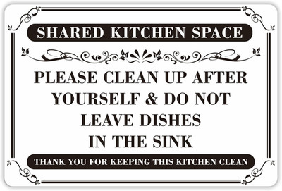Clean up after Yourself Sign, Waterproof Do Not Leave Dishes in the Sink Sticker