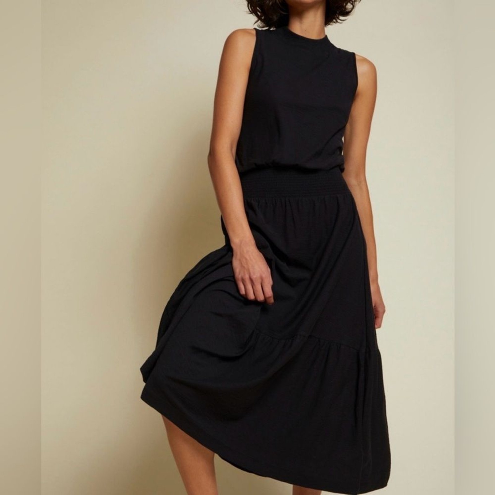 Nation ltd Barrett Dress Jet Black Pima Cotton made in Peru size Small
