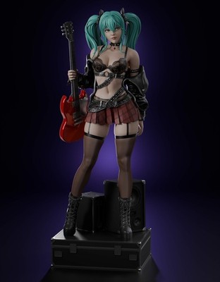 Hatsune Miku Musiker Rock Version Resin Statue 3D gedruckt Figur Fan Art