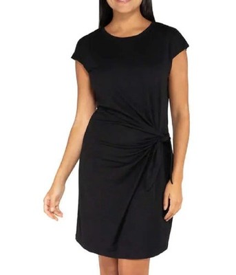 NWT Threads 4 Thought Women's L Black Tied Side Short Sleeve Mini Dress B0890