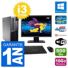 PC Lenovo M82 SFF Ecran 19" Intel i3-2100 RAM 16Go Disque 500Go Windows 10 Wifi