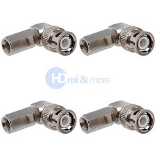 F type Female to BNC Male Coax Connector Adapter CCTV RG59 Right Angle- LOT of 4