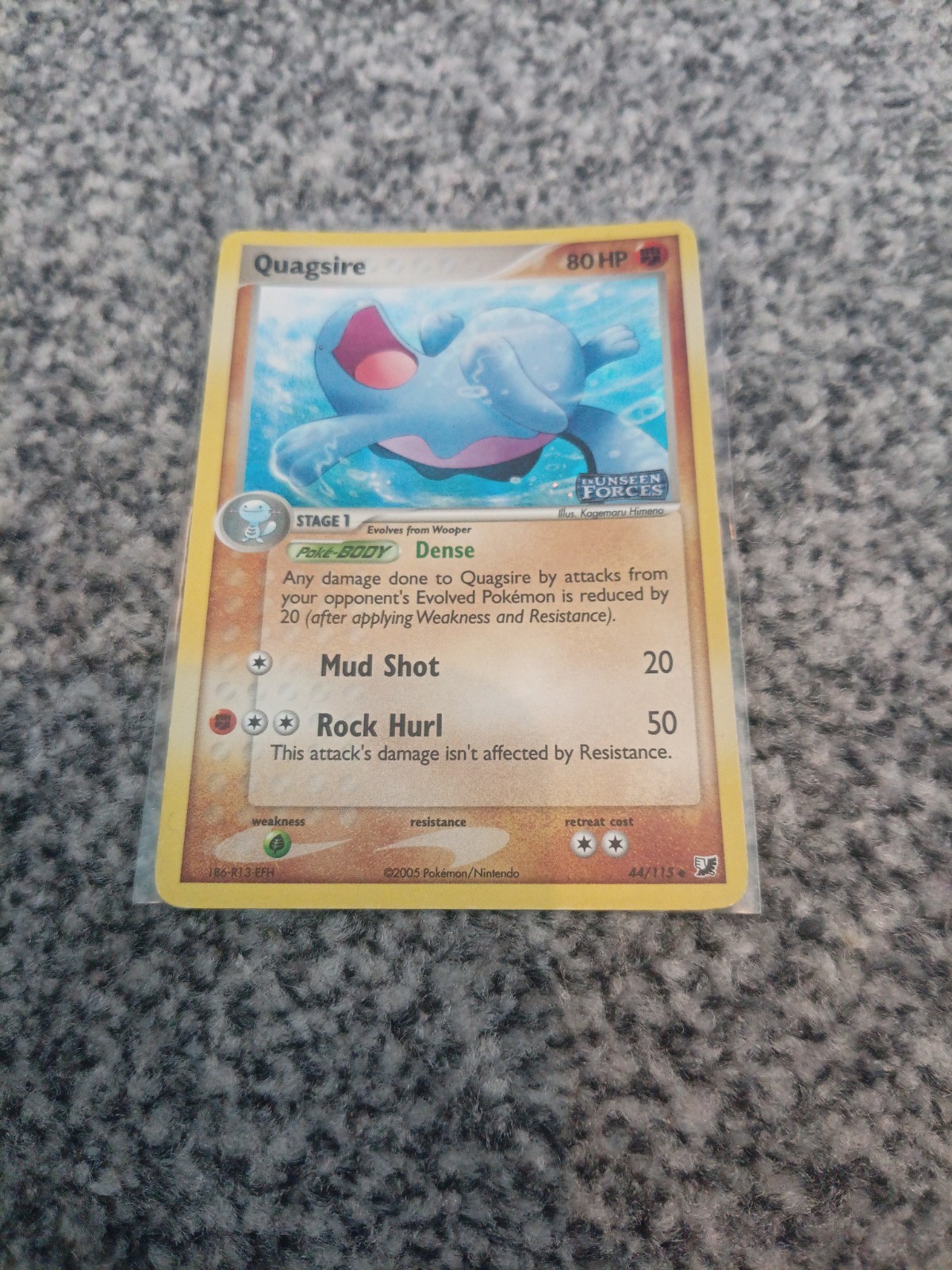 Pokemon TCG Quagsire Reverse Holo Card 44/115 Unseen Forces Stamped