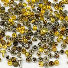 100 Tiny Watch Crowns Gold Silver Parts Steampunk Art Watchmaker Repair Lot Vtg