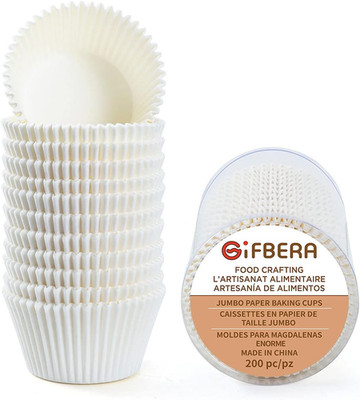 Gifbera White Jumbo Cupcake Muffin Liners Greaseproof Parchment Paper - Odorless