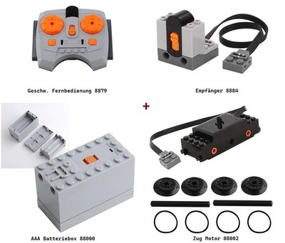 Power Functions 4 Teile für Technic Fernbedienung Empfänger Batteriebox Zugmotor