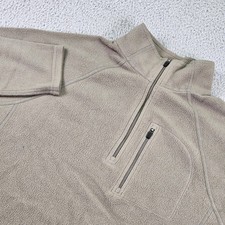 L.L.Bean Sweatshirt Mens Medium Beige Fleece Quarter Zip Chest Pocket Pullover