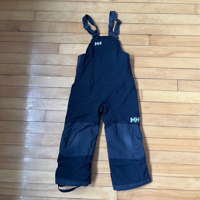 Helly Hansen Kids Snow Bib Overalls Black Navy Blue Size 110/5 Waterproof Ski