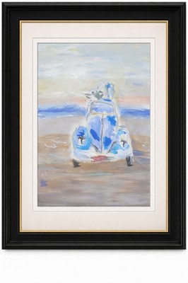 VW Bug At The Beach Abstract Expressionist Original Painting Canvas, 