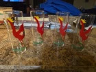 Vintage 1950s Federal Highball Crowing Red Rooster Set Of Four 12 oz. Glasses.