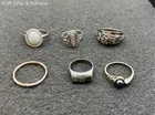 Sterling Silver 925 Ring Lot of 6 Vintage Abalone Hematite Sizes 5.5-9.5