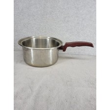 Vintage Flavor Seal Stainless Steel Saucepan with Brown Bakelite Handle 9"