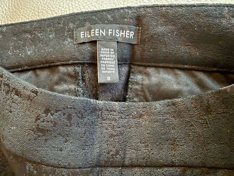 Eileen Fisher Size 8 Stretch Organic Jacquard Slim Trousers- REDUCED