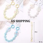 3Pcs Big Crystal Plastic Ball Beaded Phone Case Wrist Strap Lanyard Key Charm