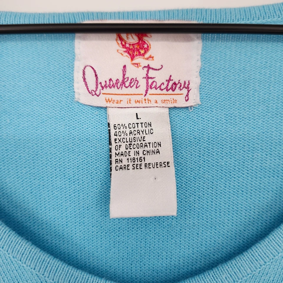 Quacker Factory Blue Snowflake Embellished Sweater Womens Large Winter Festive - Image 4 of 4