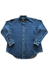 Vintage Polo Country Ralph Lauren Men's Heavy Denim Button Down Shirt Size XL