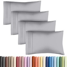 4 Pack Queen Size Pillow Covers, Luxury Hotel Grade, Stain Resistant, Gray