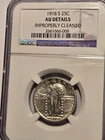 1918-S Standing Liberty Silver Quarter 25¢, NGC Certified AU Details, Cleaned