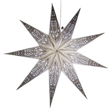 Lantern Lampshade 9 Pointed Paper Star Light Shades Large 60cm White Grey