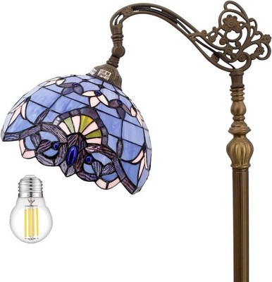 Floor Lamp Tiffany Style Blue Purple Stained Glass Arched Lamp 12X18X64 Inches G
