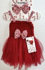 So Dorable Baby Christmas Candy Cane Dress Bow 2pc Set 0-6 Mon Red White NWT