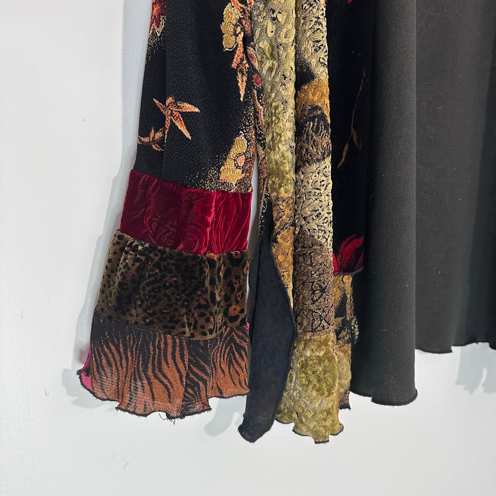 Lee Andersen Patchwork Velvet Cardigan Jacket Flo… - image 4