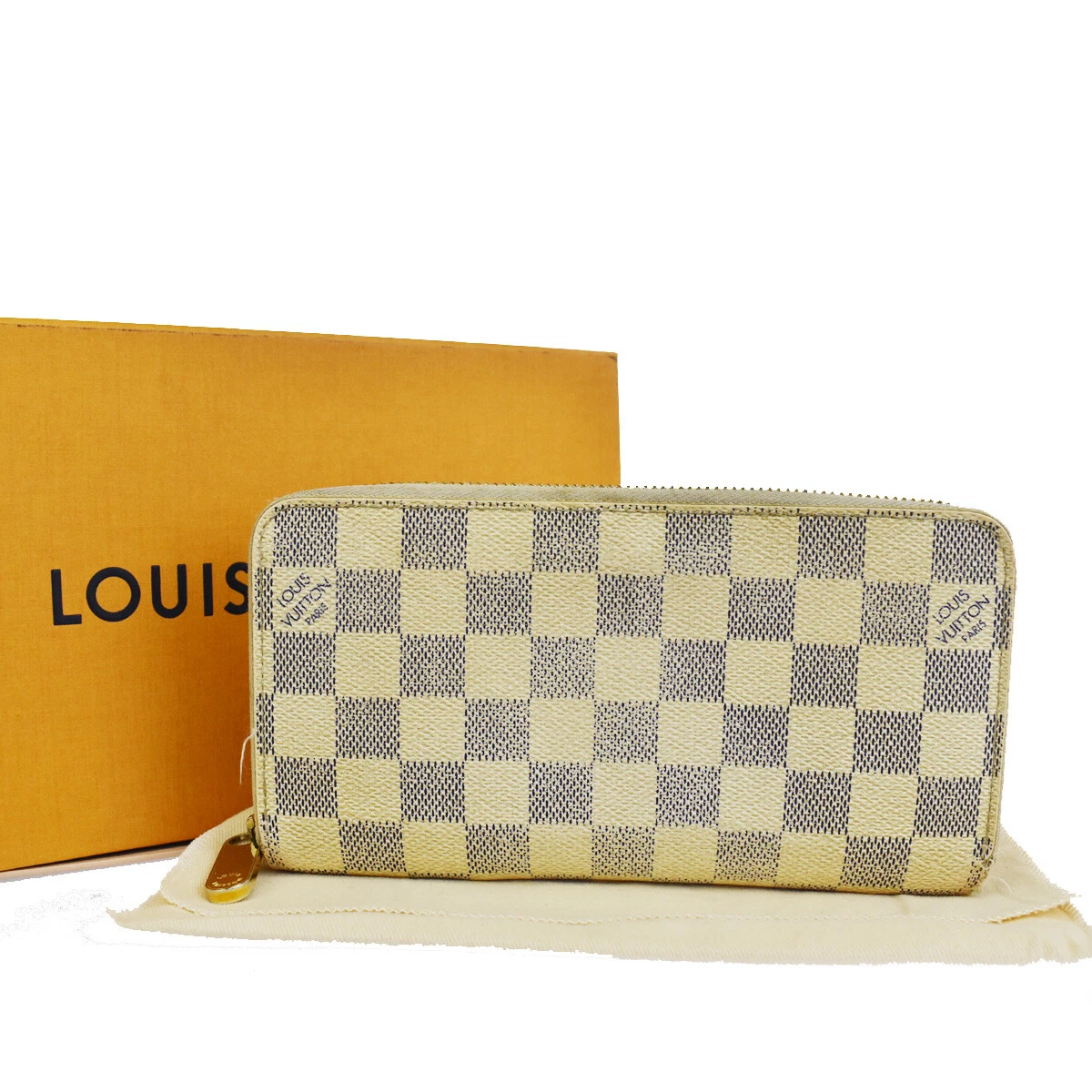 Louis Vuitton Damier Azur Zippy Long Wallet Women White