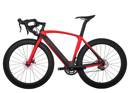 49cm Disc brake Carbon Bicycle AERO Road Bike Red 700C Frame Wheels Clincher 11s - Picture 2 of 11