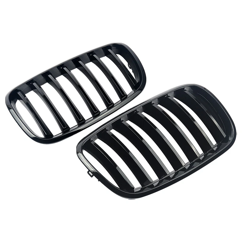 Pair Front Hood Kidney Grille Grill  Gloss Black For BMW X5 E70 X6 E71 2007-2013 Foto 4 de 4