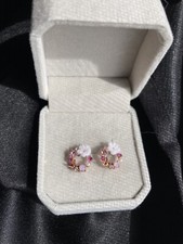 Circle Flower Pearl Dainty Minimalist Women Stud Earrings