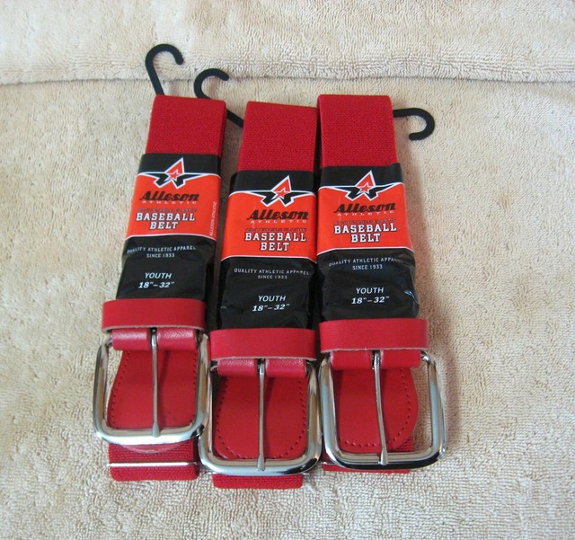 Lot of 3 ALLESON Youth Boys Red Baseball Belts eBay