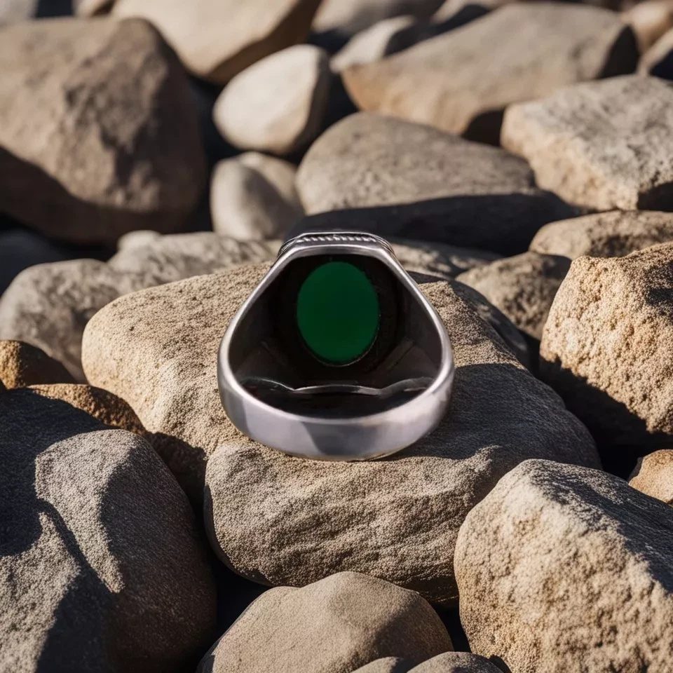 Anillo de plata 925 hecho a mano con sello de ónix verde natural para hombre joyería de piedras preciosas Foto 4 de 4