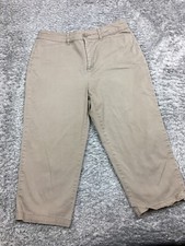 Croft  Barrow Classic Fit Capri Pants Womens Size 10 Brown Khaki Stretch