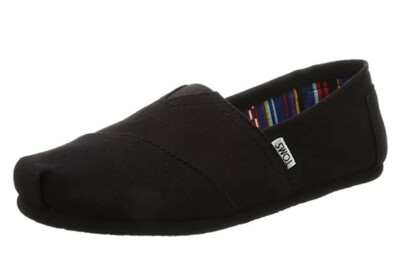 Tom's Alpargata Canvas Slip-On for Women, Size 9.5 - Black on Black