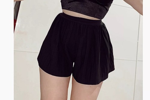 PANTAGONNA PLISSETTATI GONNA PANTALONCINO NERO SHORT DONNA TG UNICA | eBay
