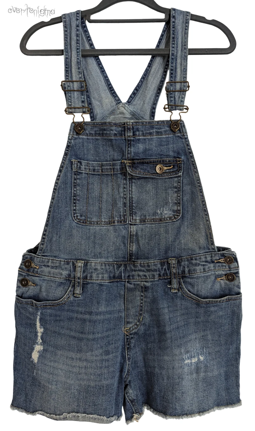 MOSSIMO distressed denim shorts overalls