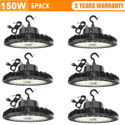 6 Pack 150W UFO Led High Bay Light Industrial Commercial Factory Warehouse Light