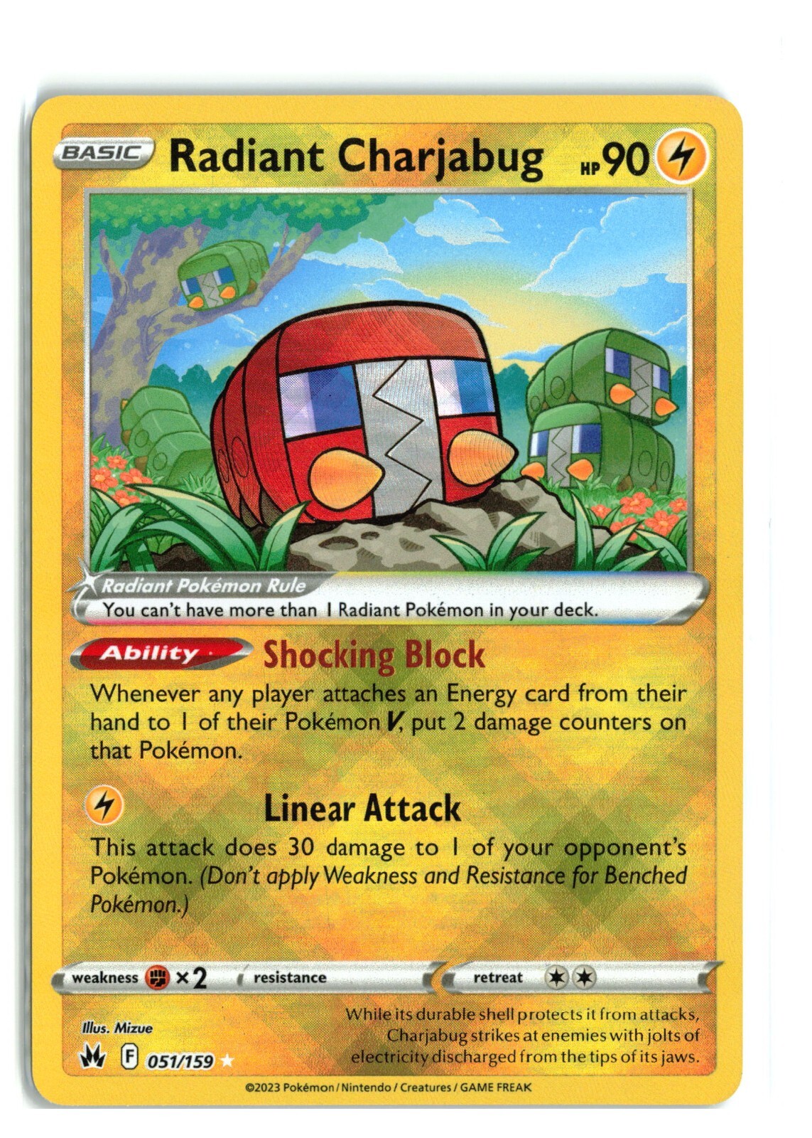 Radiant Charjabug 051/159 Radiant Holo Rare Pokemon TCG NM
