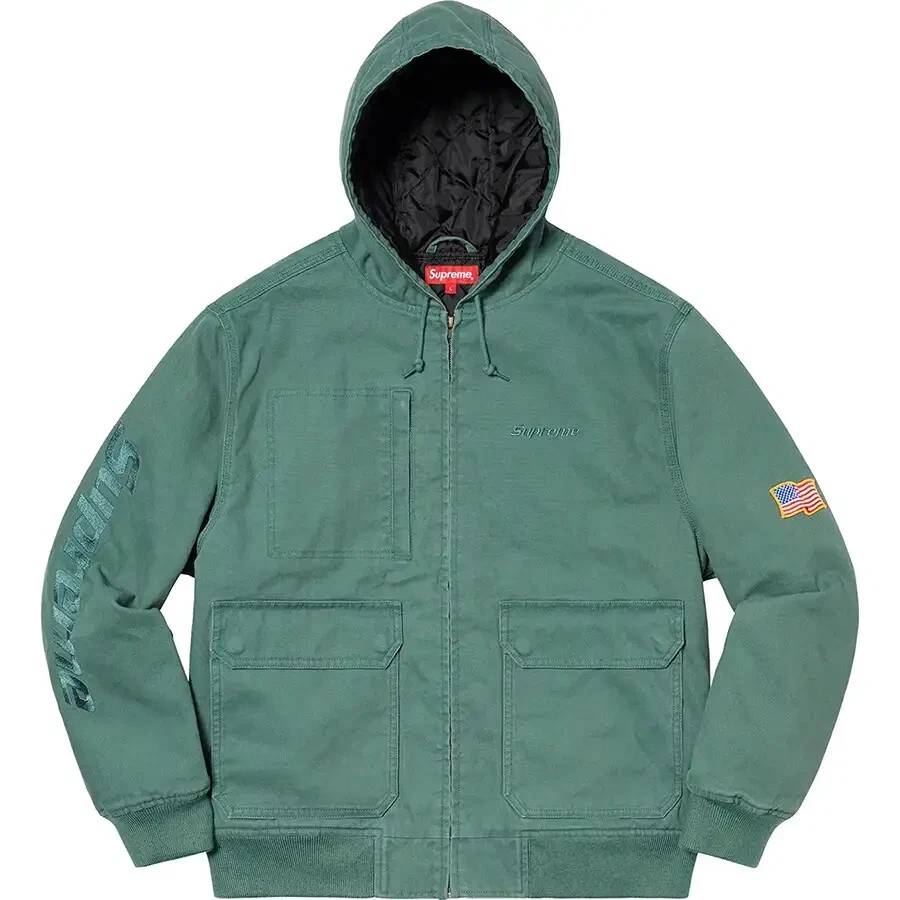 Rare veste de travail à capuche toile suprême vert de travail 2020 authentique homme M USA