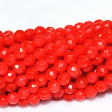 6mm Faceted Natural Orange Red Jade Round Gemstone Loose Beads 15''