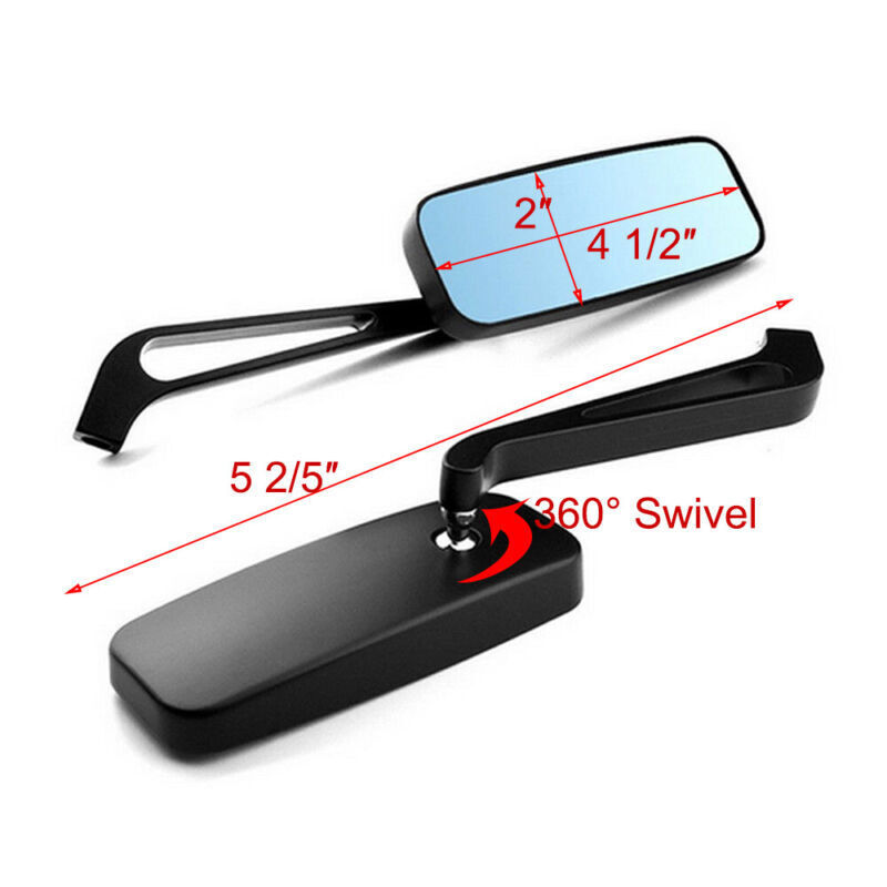 Motorcycle Mirrors Black Rectangle - Universal Fit For Harley, Honda, Suzuki, Yamaha &amp; More Mirror Harley Davidson