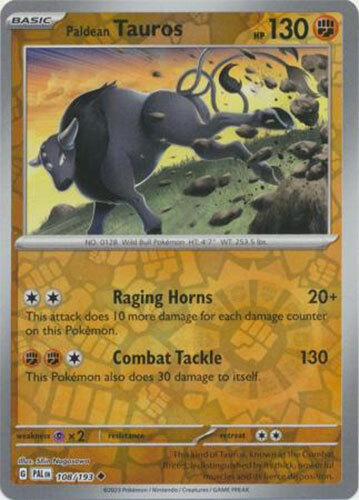 Pokemon Card - S&V: Paldea Evolved 108/193 - PALDEAN TAUROS (REVERSE holo) NM/M