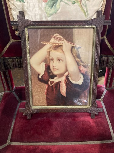 Framed Victorian Print Portrait of a Young Girl Measuring her height -13''x16'' - Picture 2 of 5