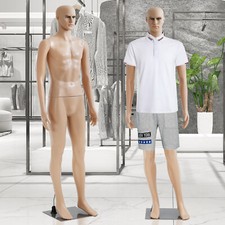 New 73" Male Mannequin Realistic Display Head Turns Dress Form with Metal Base