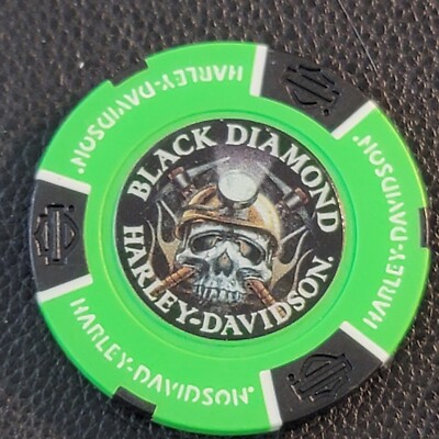 BLACK DIAMOND HD (Design 2) ILLINOIS (Neon Green Full Color) Harley Poker Chip
