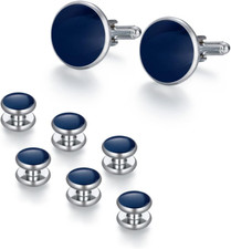 UJOY Cufflinks and Studs Set Blanks round 4 Colors Shirt Tuxedo Buttons Packed