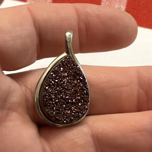 Gorgeous Druzy Sterling Silver 925 Pendant - Picture 10 of 12