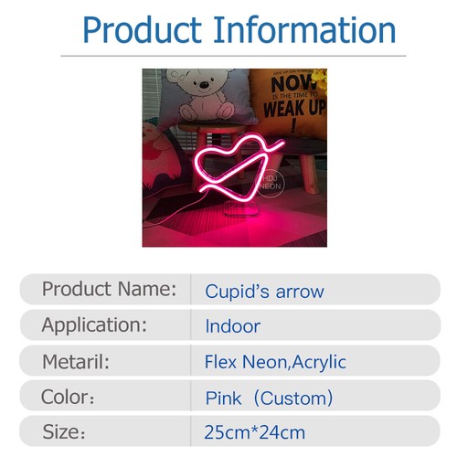 USB Neon Sign Cupid's arrow USB Neon Night Light LED Lamp For Desktop Decor - Picture 2 of 11