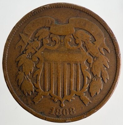 1868 USA USA Shield 2 Cents Münze | Sammlerqualität | a9759