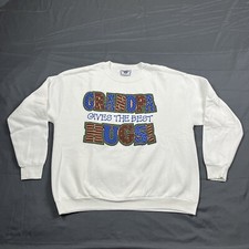 Vintage 90s Grandpa Sweatshirt White XL Unisex USA Made VTG Casual Fall